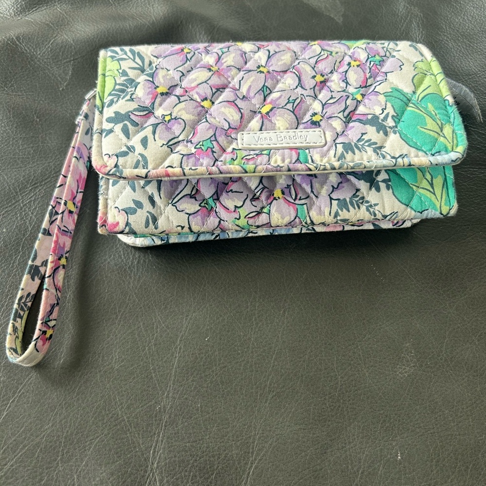 Vera Bradley Purple and Green Quilted Wristlet Clutch